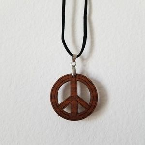 Jewelry - Vintage Natural Wood Peace Necklace Jewelry - Vintage Natural Wood Peace Necklace